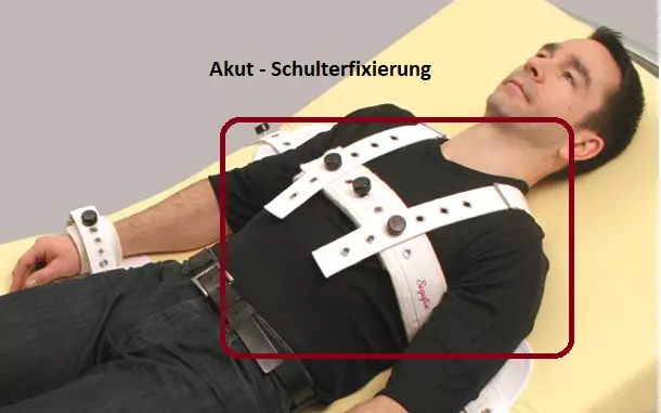 Segufix Akutfixierung Schulter in Weiß - angewendet draufsicht